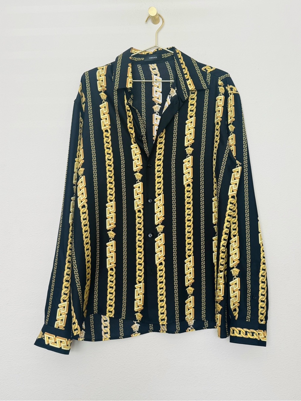 Versace Black and Gold Chain-Print Shirt